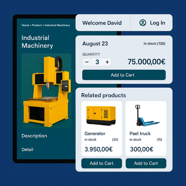 SyncSpider B2B Portal for heavy machine sales, support, and automation across partner and dealer networks.