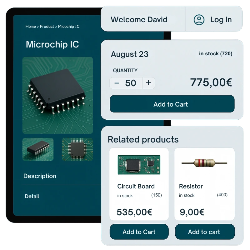 B2B Portal for managing electronic parts sales